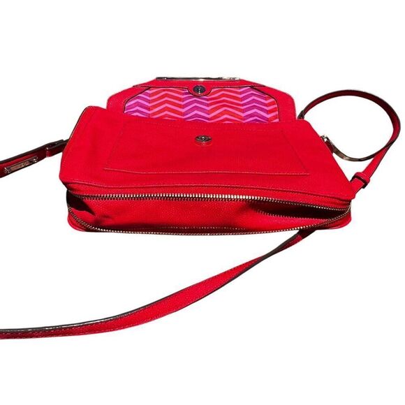 Stella & Dot Crossbody Red Pebbled Expanding Bag Envelope Clutch Purse - Picture 7 of 8